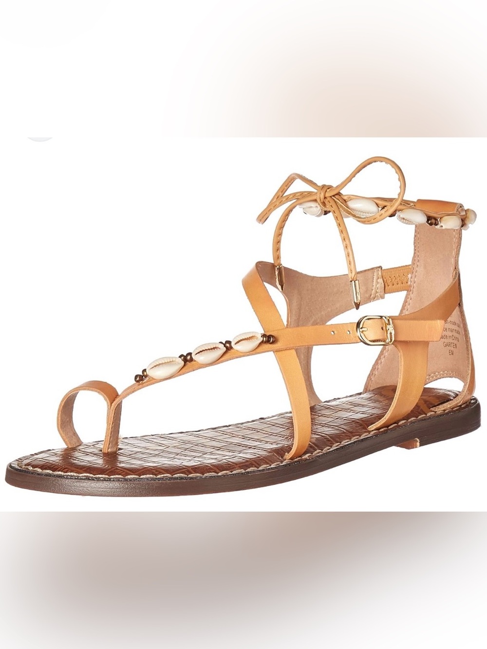 Sam Edelman Garten Tan Gladiator Shell-Accented Women's Sandals